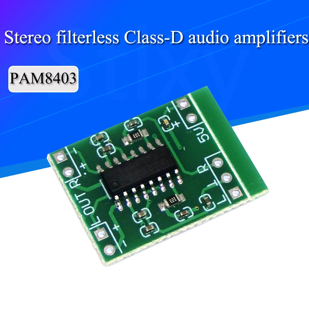 

PAM8403 Super Mini Digital Amplifier Board 2 * 3W Class D Digital 2.5V To 5V Power Amplifier Board Efficient