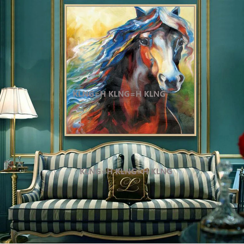 100% ручная роспись с животным картины бегущая лошадь Современная абстрактная