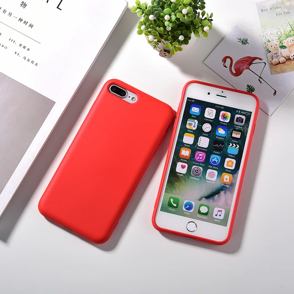Роскошный Матовый тонкий мягкий чехол для iPhone 7 8 6 6s Plus из жидкого силикона