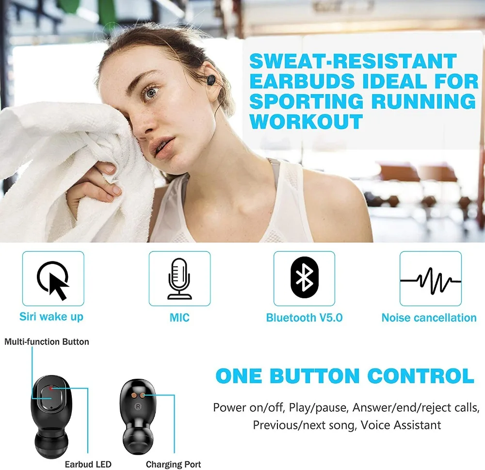 Беспроводные наушники D2 Bluetooth 5 0 TWS hi-fi мини-наушники для спорта и бега поддержка HD