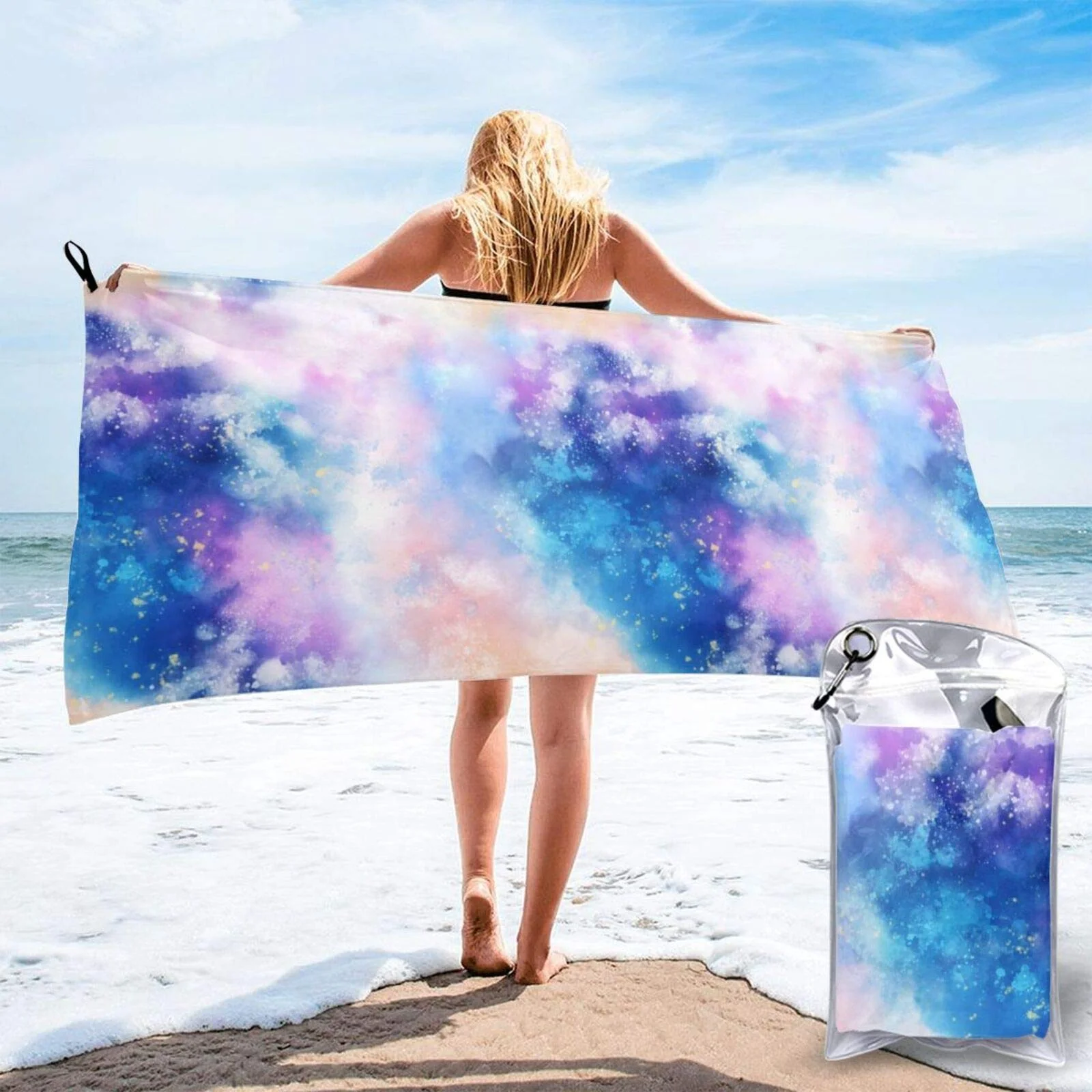 

Microfiber Quick Dry Bath Towel Portable Large Beach Blanket Tie Dye Adult Men and Women Outdoor Travel Fitness Free Storage 27.