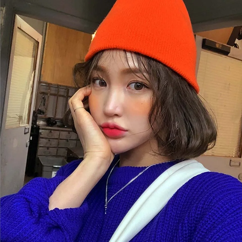 Шапка унисекс осенне-зимняя мягкая теплая вязаная шапка флуоресцентные вязаные