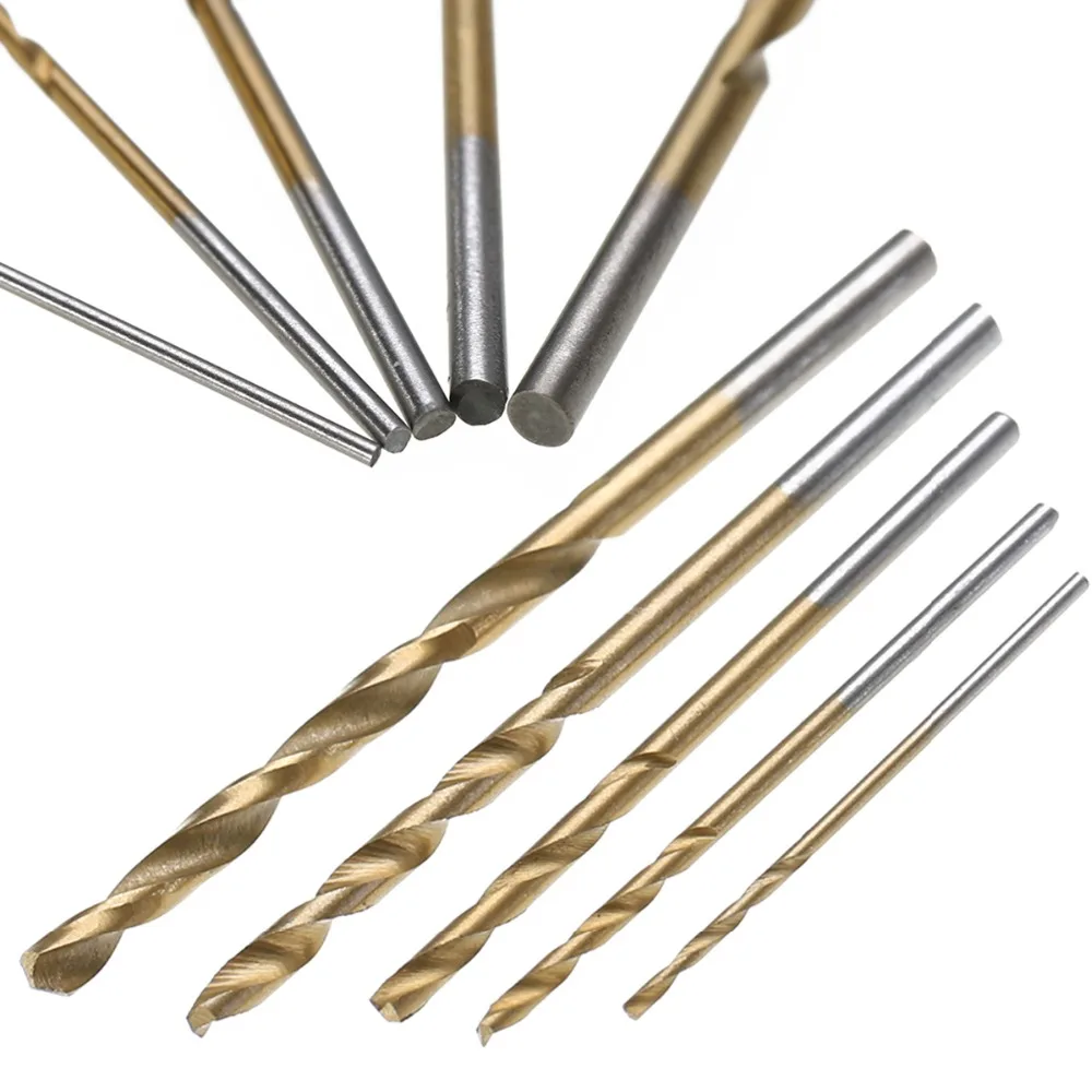 

CN 50Pcs Titanium Coated Drill Bits HSS High Speed Steel Drill Bits Set Tool High Quality Power Tools 1/1.5/2/2.5/3mm