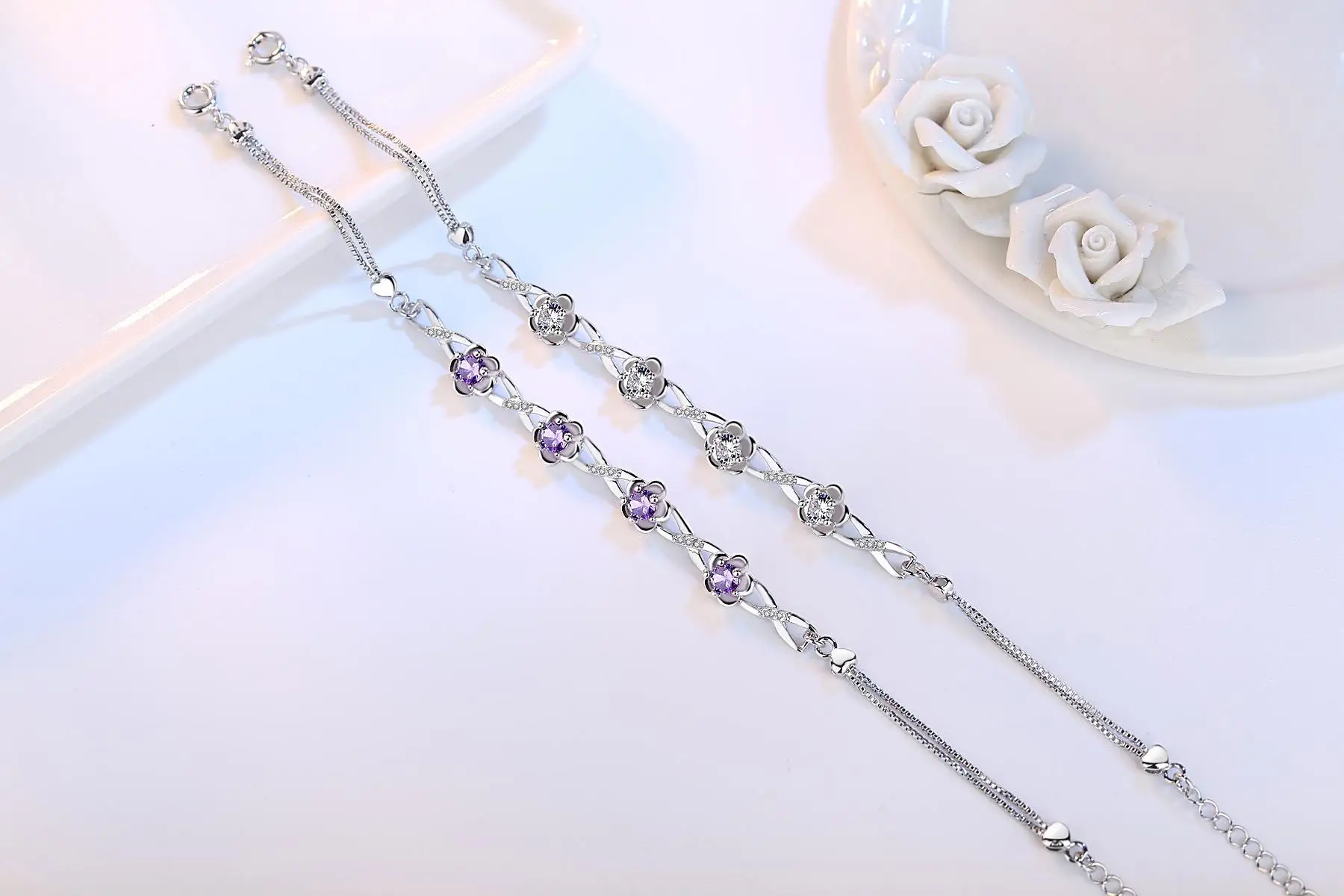 

S925 Sterling Silver Bracelet 2 Carats Diamond for Women Silver Jewelry Bijoux Bracelet pulseras de plata ley 925 mujerBizuteria