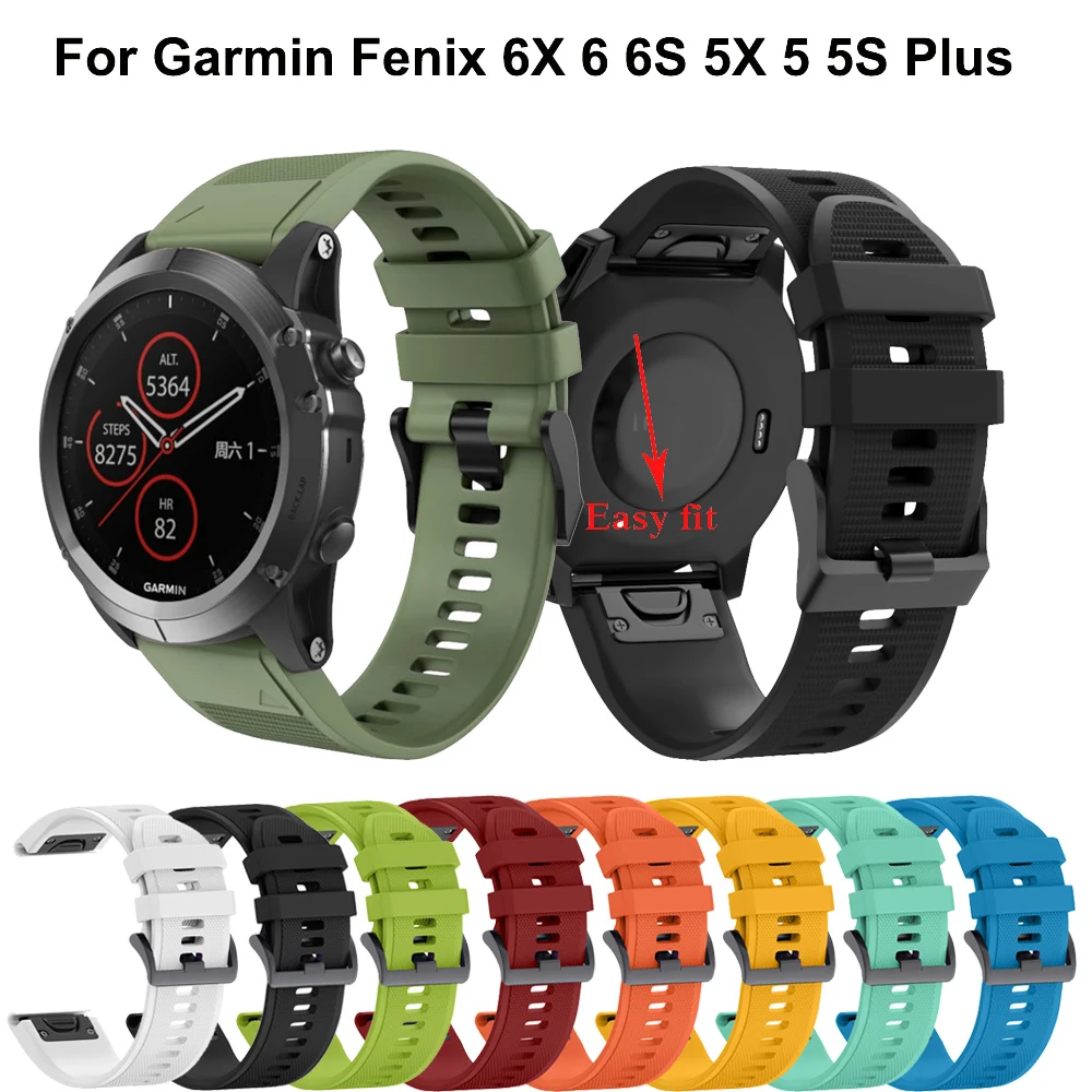 Ремешок силиконовый для наручных часов Garmin Fenix 6X 6 6S Pro 5X 5 5S Plus 3 HR 20 22