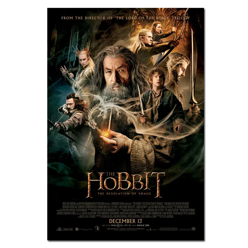 Постер Hobbit часть 2 фильм Desolation of Smaug печатает 16x2" 24x36" Домашняя комната кафе бар Декор Дракон настенный Шелковый Искусство