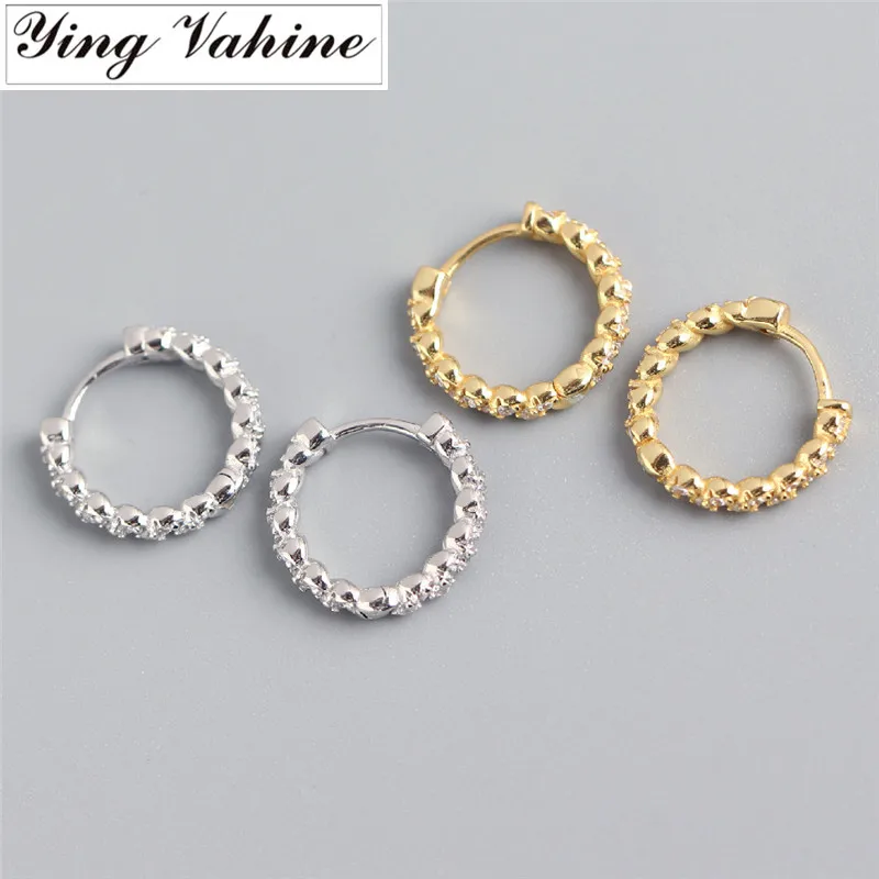 ying Vahine 100% 925 Sterling Silver Twisted Circle with Zircon Stud Earrings for Women |