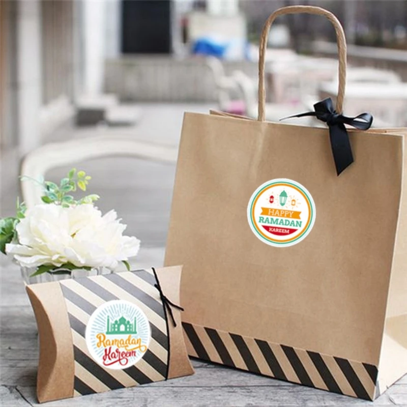

90/120pcs Eid Mubarak Favor Gift Sealing Stickers Handmade Ramadan Box Cake Seal Label Party Decoration