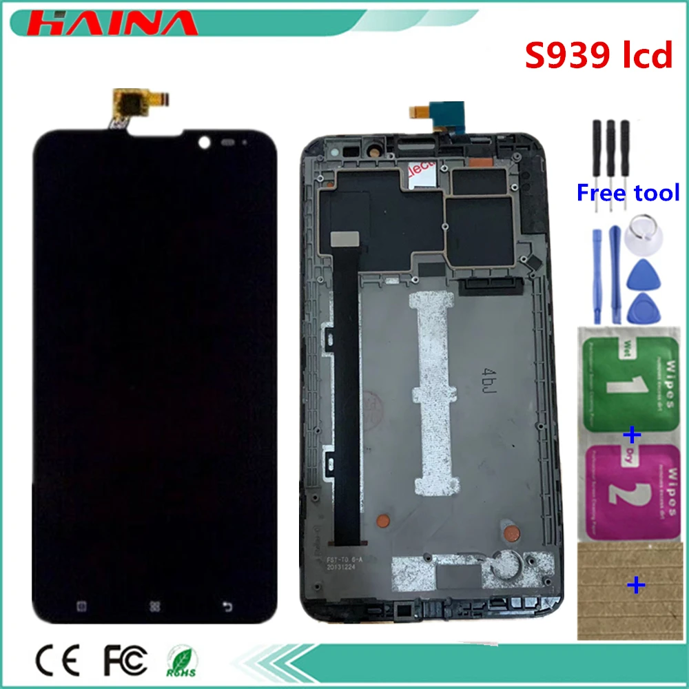 ЖК дисплей с рамкой 6 0 дюйма сенсорный экран для Lenovo S939 сменные детали|Экраны