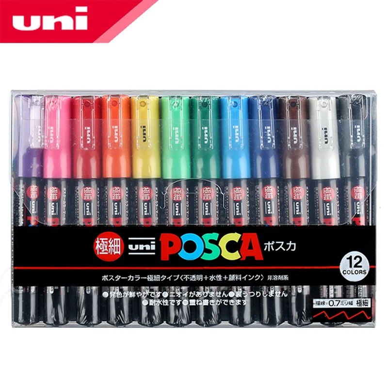 Набор маркеров художественных Mitsubishi Uni Posca PC 1M 12 цветов|art markers|uni poscapaint marker |