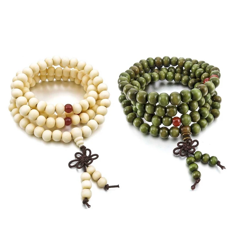 2 предмета 8 мм Дерево Цепочки и ожерелья тибетский сандалии 108 шт. Шариков