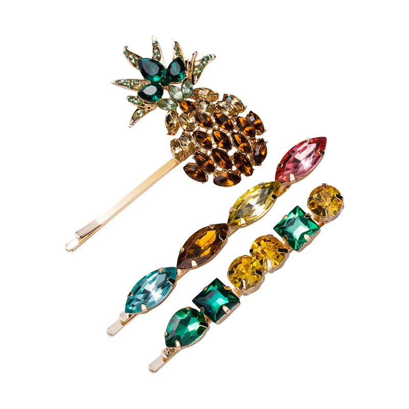 

JIJIAWENHUA Fashion New Rhinestone Glittering Lady Pineapple Hairpin Style Temperament Popular Jewelry Accessories