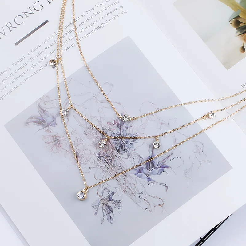 Женское многослойное ожерелье с кристаллами | Украшения и аксессуары