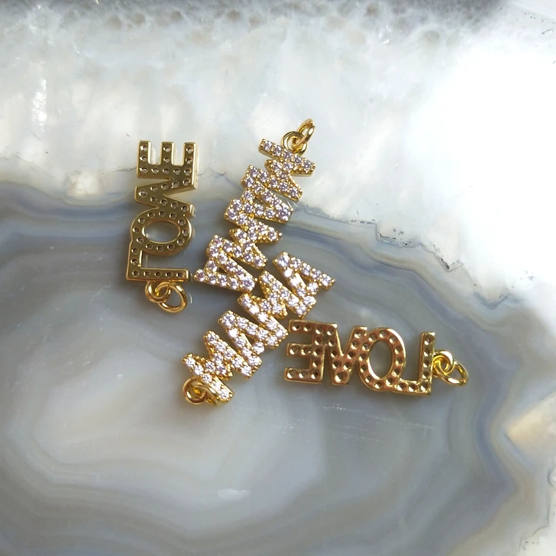 5 шт. подарок на день матери буквы слова форма позолоченный латунный кулон Mircor CZ