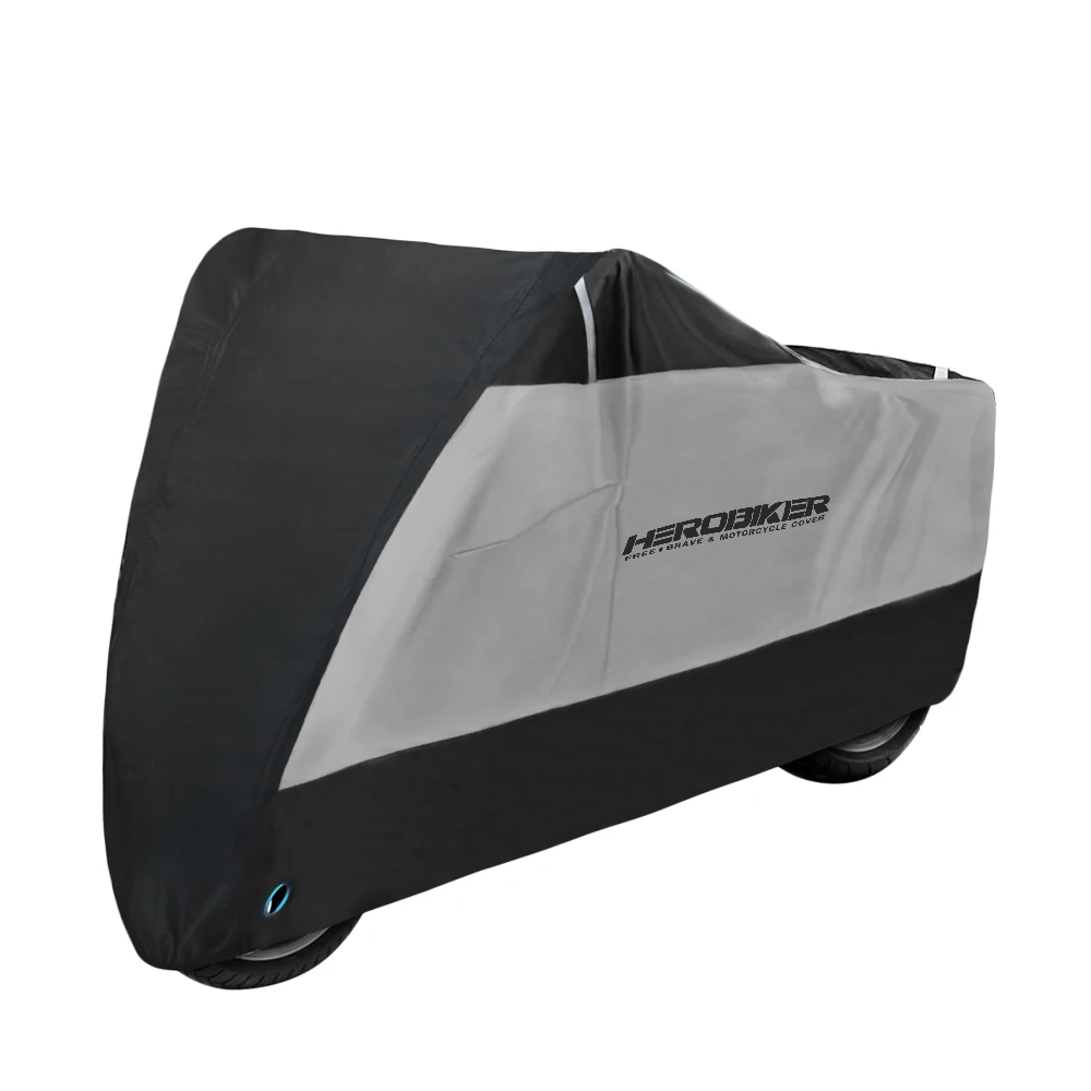 HEROBIKER мотоциклетная Крышка для улицы, крытая мотоциклетная Круизная уличная мотоциклетная крышка, УФ защитная мотоциклетная дождевик, 3 цвета - Цвет: MZ002 Silver