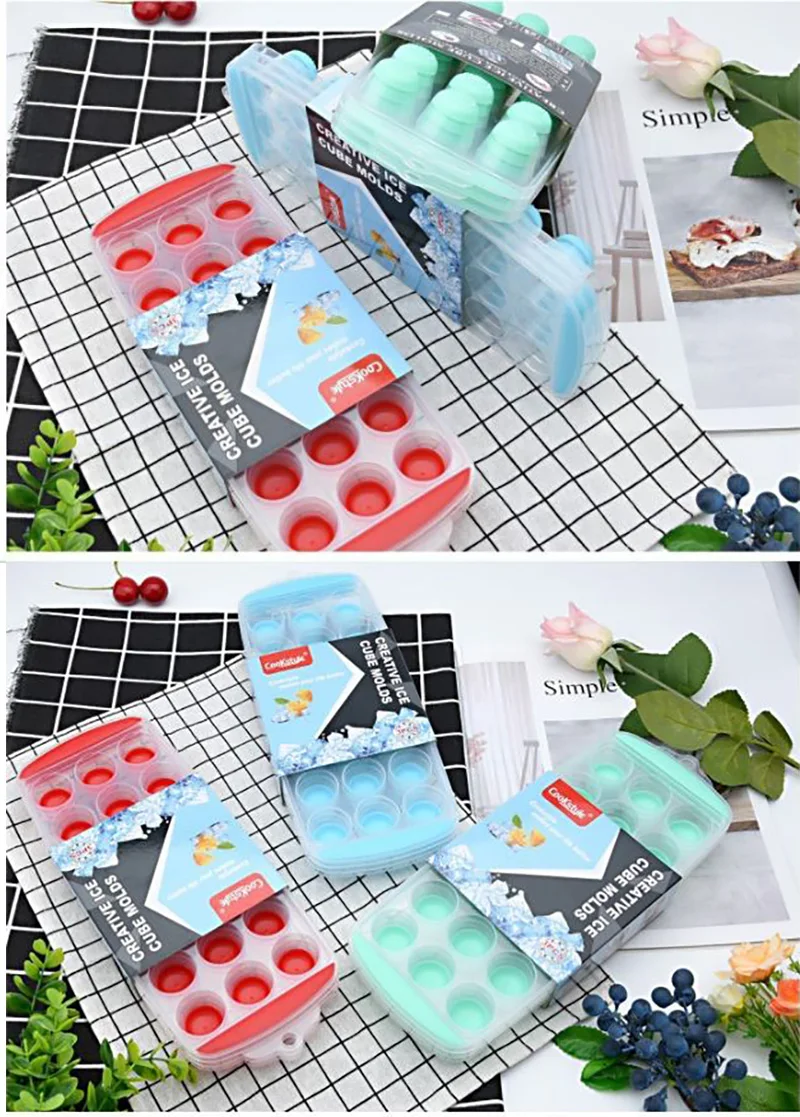 24 Сетки пищевой силиконовый ледяной поднос формы упругие TPR мягкое дно льда DIY