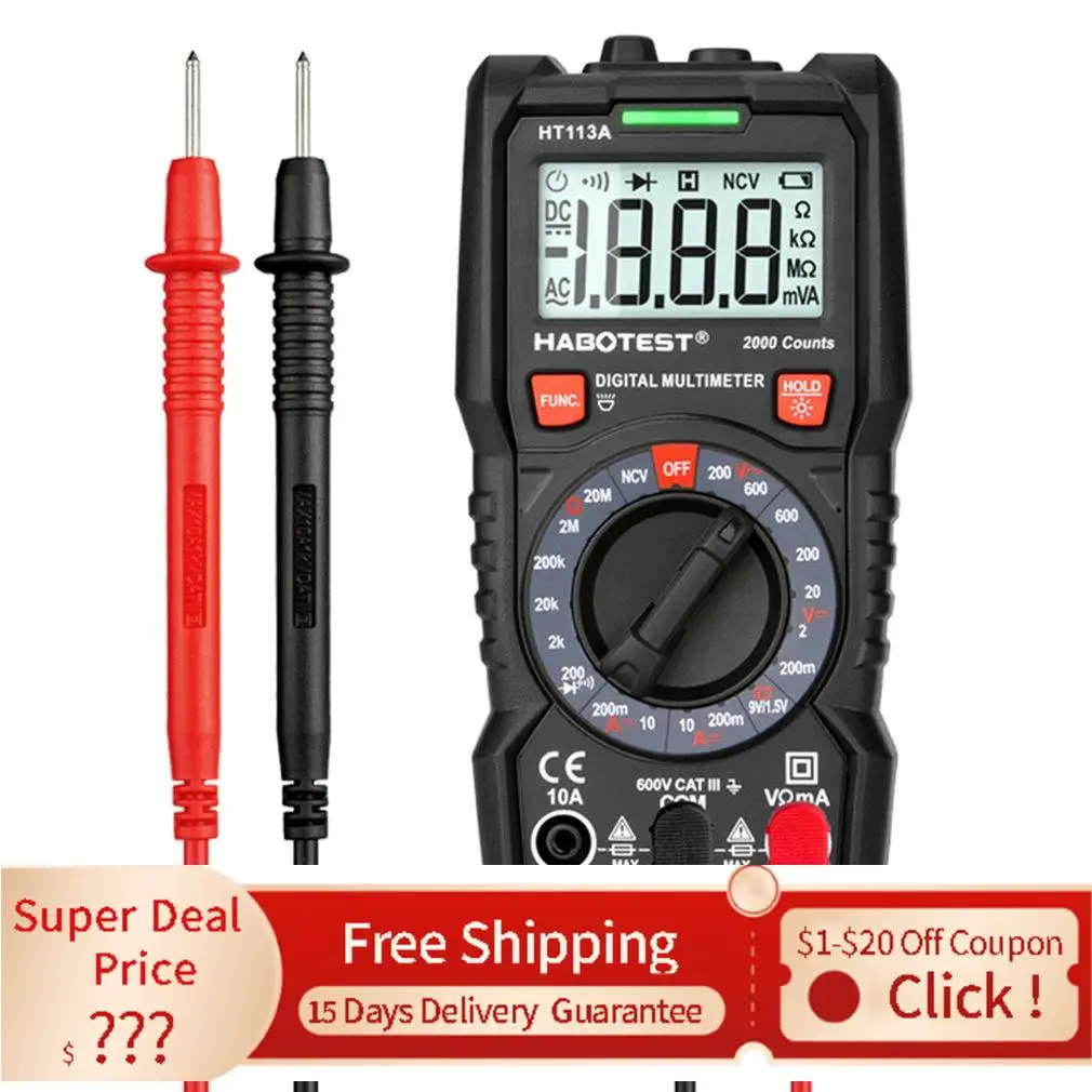 

HABOTEST HT113A Digital Automatic Range Hz Ture AC/DC 6000 Counting Professional High Precision Multimeter новый год 2022