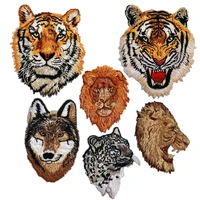 wholesale patches tiger embroidery iron on patches for clothing applique diy hat coat dress accessories cloth sticker animal