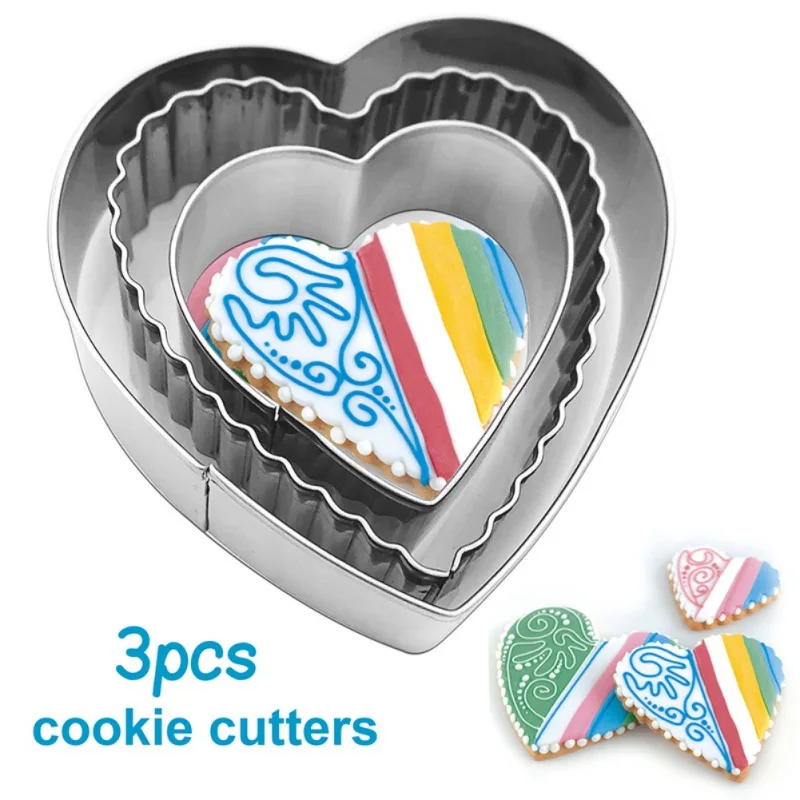 3 шт. Сердце печенье форменное Плесень Резак Пряничный пряник из нержавеющей