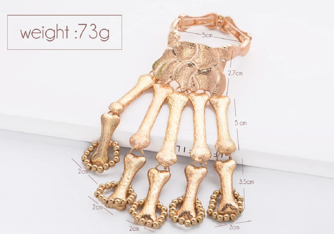 

2020 Halloween Skull Cuff Bracelet Adjustable Boho Hollowing Metal Bangle Toxic Hazard Symbol Hand Jewelry for Women Punk GIft