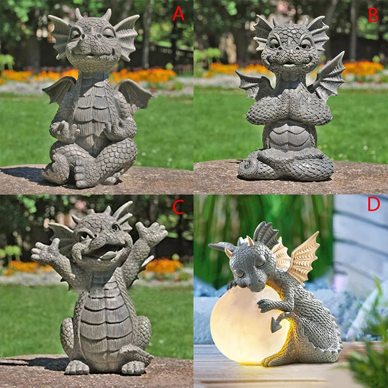 

1 шт., медитая садовая Статуя Дракона, Коллекционирование, 16 см/10 см, полимерное украшение, уличный двор