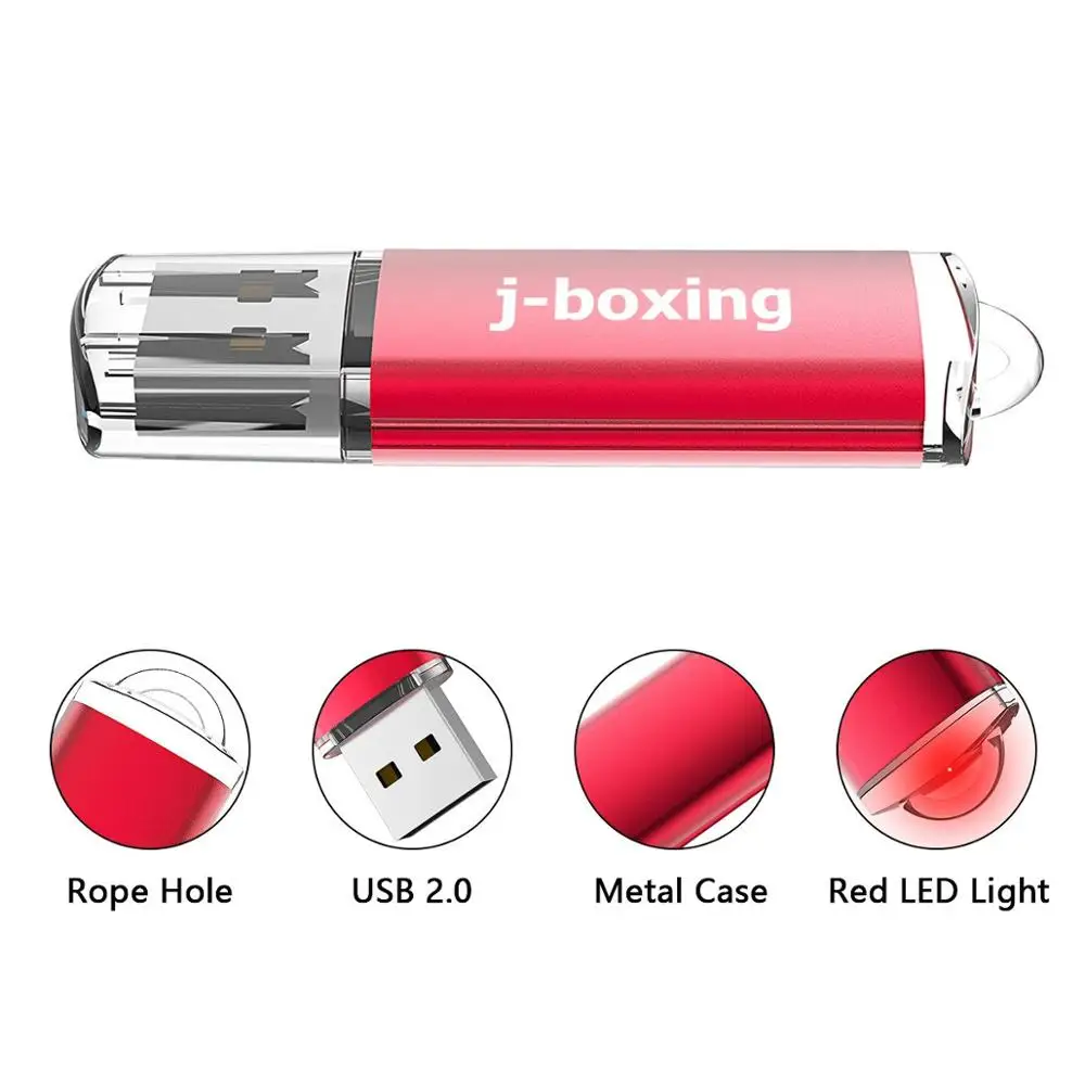 

J-boxing 100PCS USB Flash Drive Rectangle 64MB-32GB Flash Pen Drive Memory Stick for PC Laptop Tablet Macbook Full Capacity Red