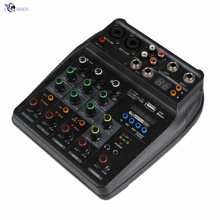 

Professional portable 4 channel Small Usb Audio Interface mini USB Interface Mixer Console Live sound card mixer