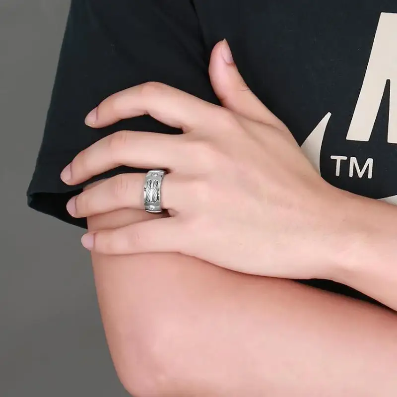 Мужские витые классические кольца из нержавеющей стали с камнями CZ уникальные