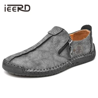 comfortable leather men shoes casual slip on men loafers qlity split leather shoes men flats hot sale moccasins shoes plus size