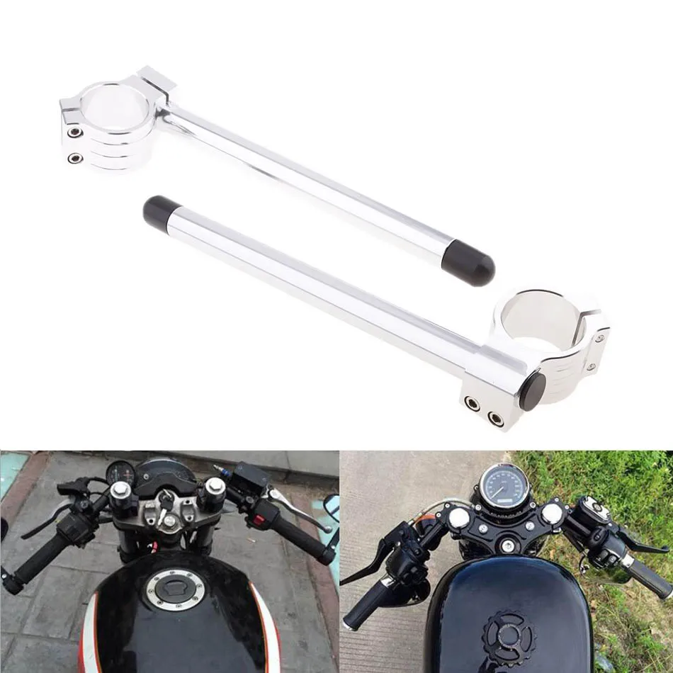 Кафе Racer мотоцикл руль гоночный Регулируемый CNC клип на моторная вилка ручка бар 31 32 33 35 36 37 39 41 43 46 мм хром черный