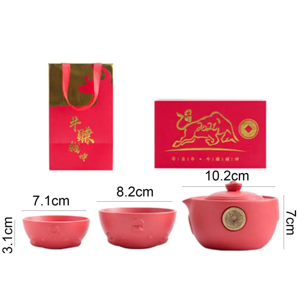 

2021 New Ox Year Ceramic Teapots Tea Cups Set Home Travel Office Drinkware Supplies Gifts Set