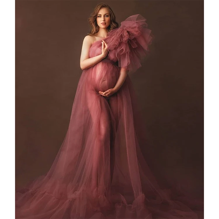 One-shoulder Maternity Dress For Photography Sexy Pregnancy Dresses For Photo Shoot White Pregnancy Maxi Dress Women