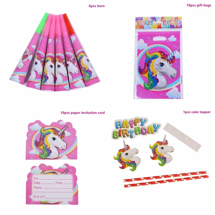 Taoup Cloud Rainbow Unicorn Cake Topper Wedding Horns Unicorn Birthday Party Supplies Cake Flags Baby Shower Decor Boy Favors