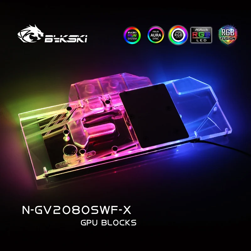 Bykski N GV2080SWF X блок водяного охлаждения GPU для Gigabyte RTX2080 Super Windforce OC 8G / RTX2070 Gaming