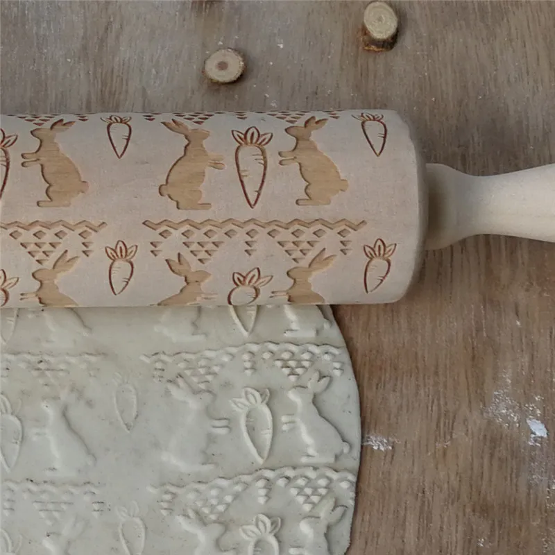 Рождественские деревянные рельефные скалки Скалка Инструмент для приготовления