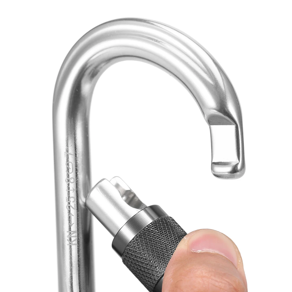25KN Srew Locking Gate Carabiner Heavy Duty D Shape Climbing Rappelling Canyoning Hammock Clip | Спорт и развлечения