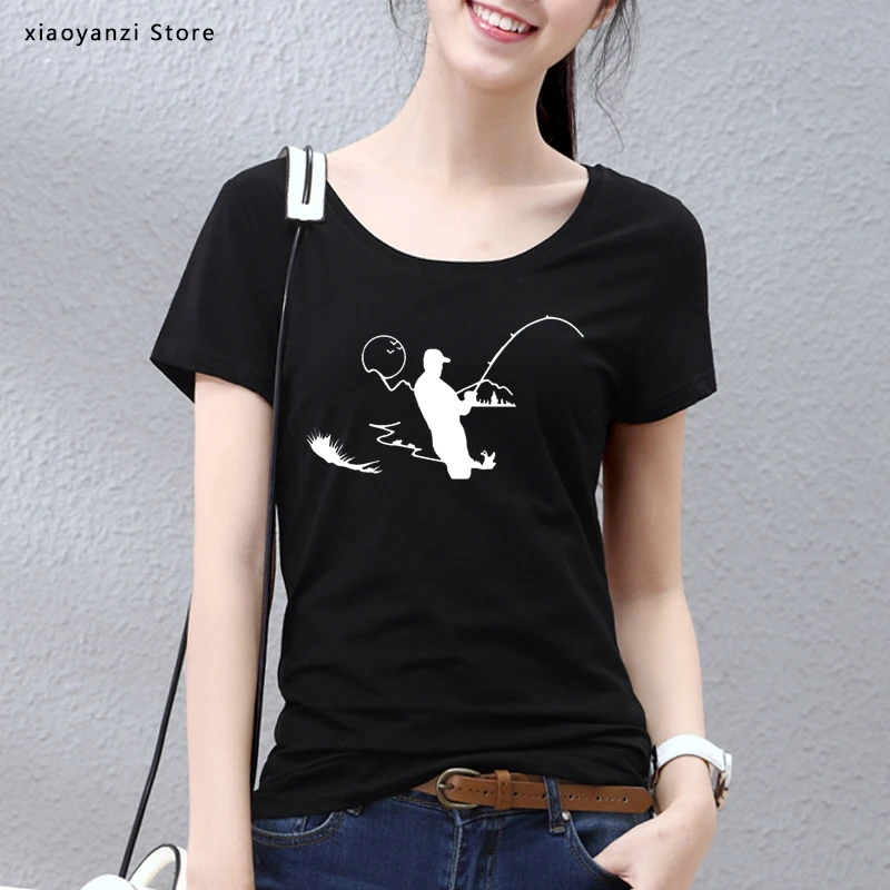 

Brand T-shirt Print Women Clothing Fishing Outdoor Funny T Shirt Cotton Summer Tshirt Girls Short Sleeve Top