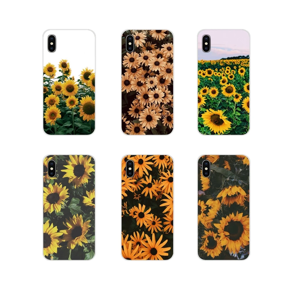 Мягкий чехол с желтыми цветами маленькими маргаритками и подсолнухами для Huawei G7