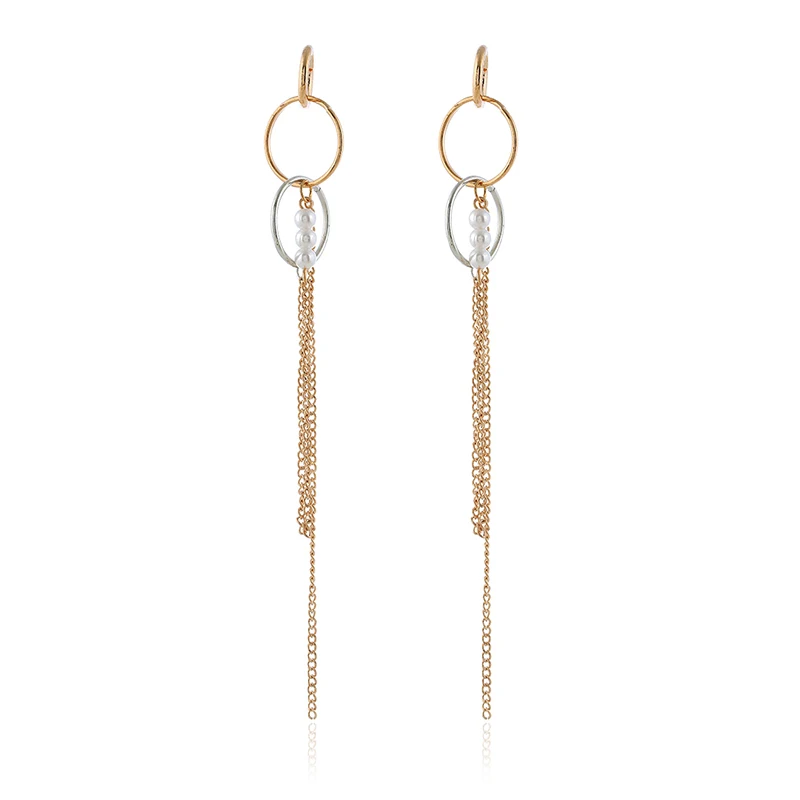 

Long tassel Dangle earrings imitation pearl temperament earrings ladies earrings jewelry