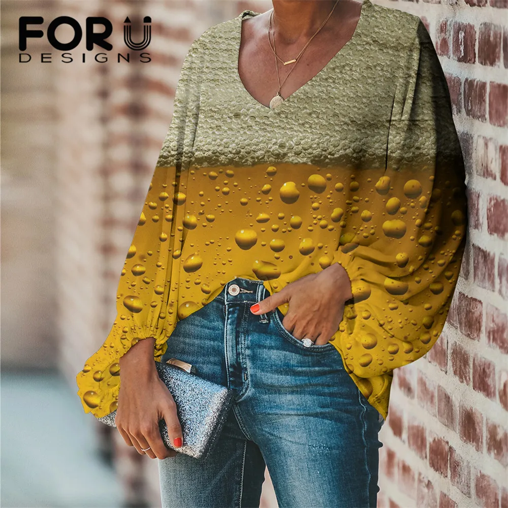 

Женская блузка с V-образным вырезом, с длинным рукавом