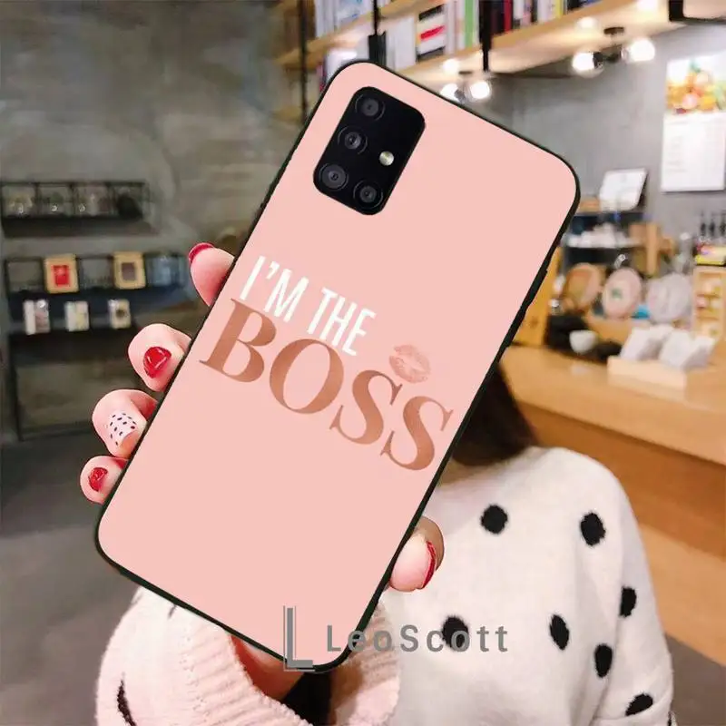 

Girl Boss Pink Women power text slogan Phone Case For Samsung A40 A50 A51 A71 A20E A20S S8 S9 S10 S20 Plus note 20 ultra 4G 5G