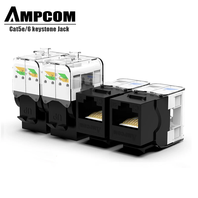 CAT6/CAT5e инструмент меньше трапецеидальное гнездо, AMPCOM RJ45 UTP Keystone модуль адаптера без Пробивной требуется инструмент муфты-1/2/10 шт. в комплекте
