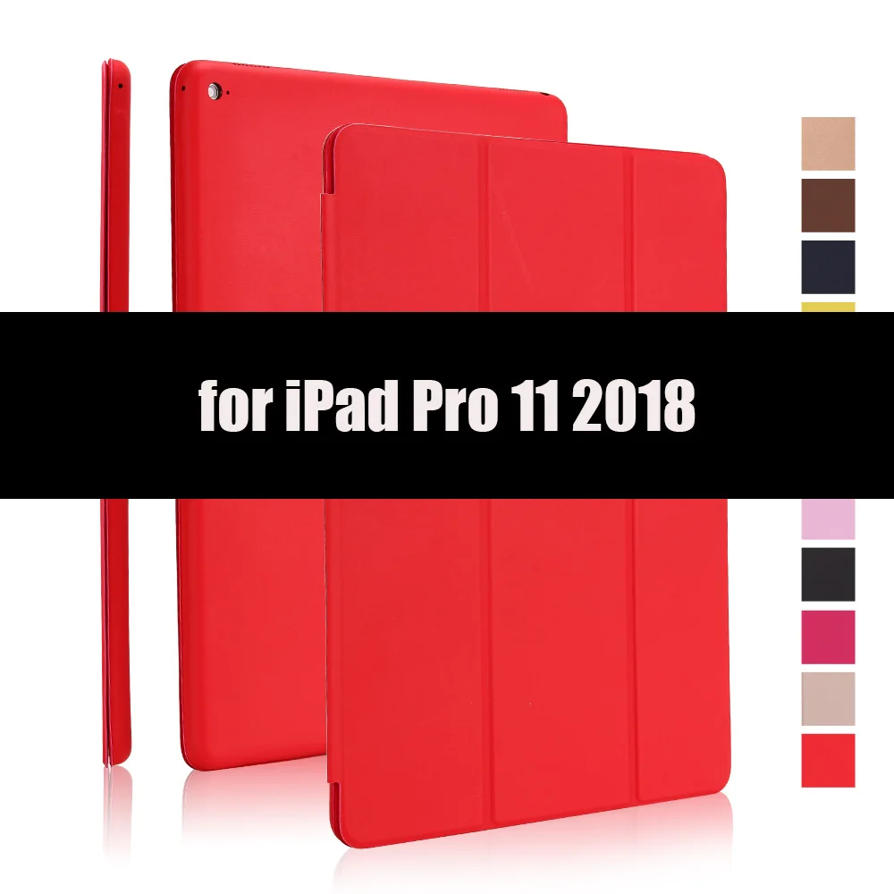Чехол для iPad Pro 11 Smart Cover для iPad Pro 12 чехол Магнитный PU кожаный флип-чехол для iPad 11 12 дюймов чехол - Цвет: Red-11