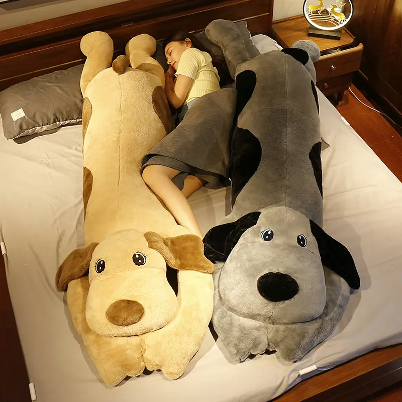 Barato 110/130cm Nuevo Estilo Mintiendo Juguetes De Peluche De Perros Lindo Animal Relleno Larga Almohada Muñeca Niño Niños Bebé Niña