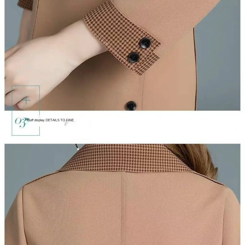 

Windbreaker women's mid-length style 2020 autumn new Korean style slim slimming plaid print fashion large size jacket women