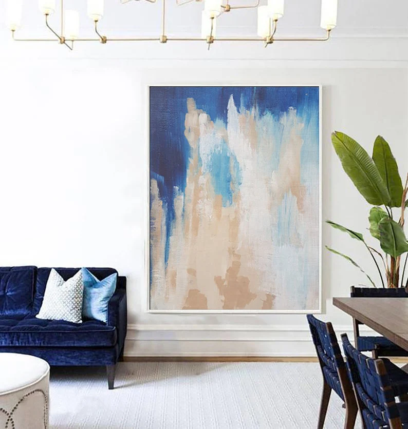 Kopen Handgemaakte Olieverfschilderij Art Inspirational Muur Art Schilderijen Op Canvas Blauwe Schilderij Sky Schilderen Home Decor Abstract