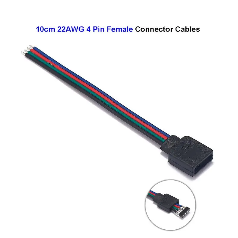 4 контактный гнездовой кабель 10 см 15 20 Электрический светодиодный RGB коннектор