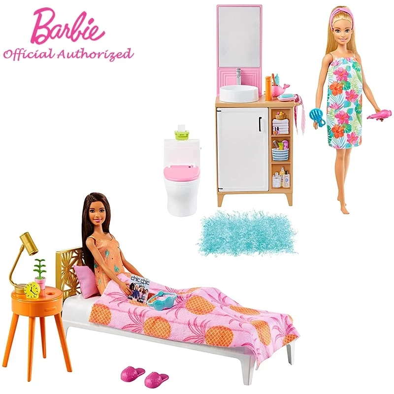 

Кукла Барби и мебель для спальни детская модель 12-дюймовая девушка в пижаме тканевые аксессуары GRG86 для детей подарок