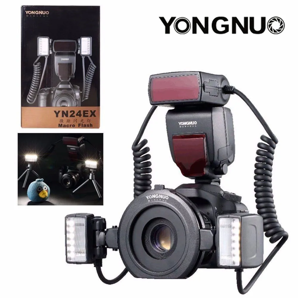 YONGNUO YN24EX YN24 EX Кольцевая вспышка для макросъемки E TTL Вспышка Speedlite с 2 шт. головками