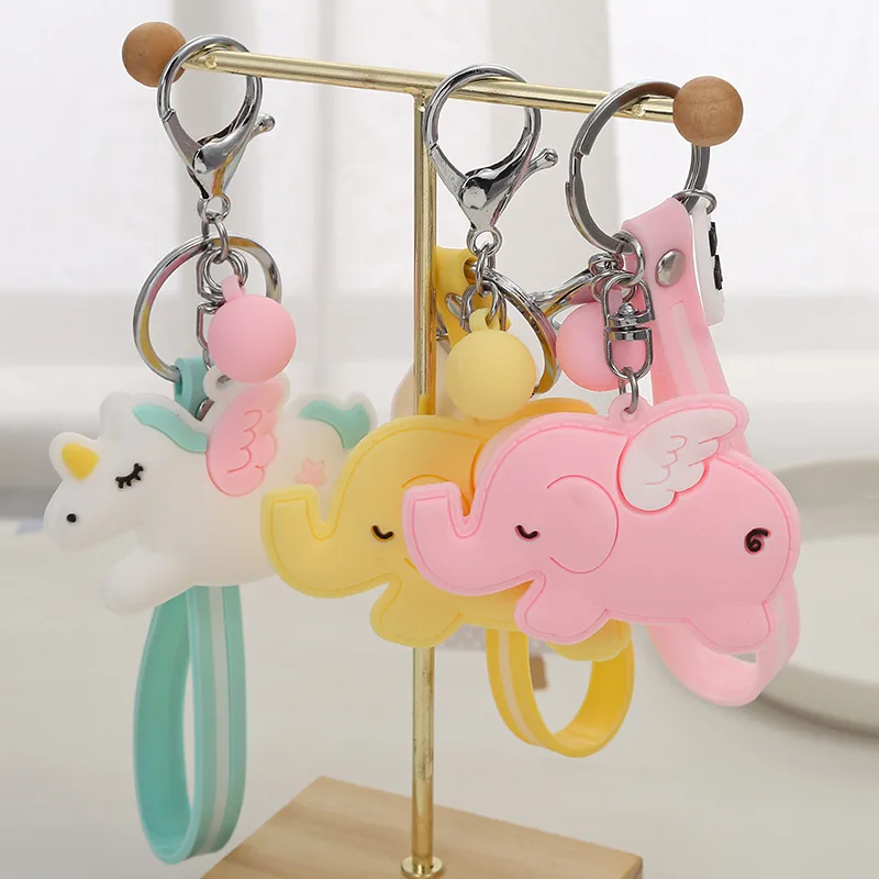 Новый стиль ПВХ мягкий брелок Модный милый слон с подвеской для сумки ключей